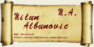 Milun Albunović vizit kartica